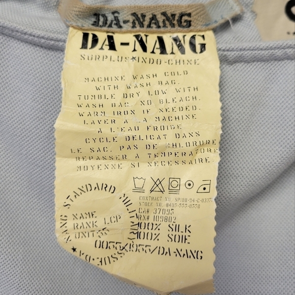 Da-Nang Surplus Vintage ruffled Skirt 100% Silk light blue S - Picture 6 of 8